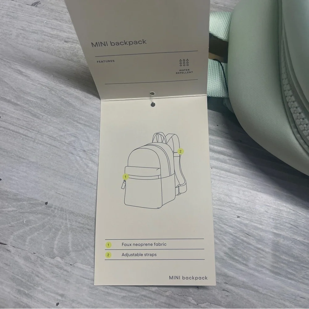 All in Motion Neoprene Mini Backpack Light Mint Green Water-Resistant New